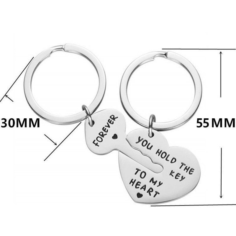 Wholesale Valentine's Day Gift Peach Heart Key You Hold The Heart Key Couple Stainless Steel Keychain